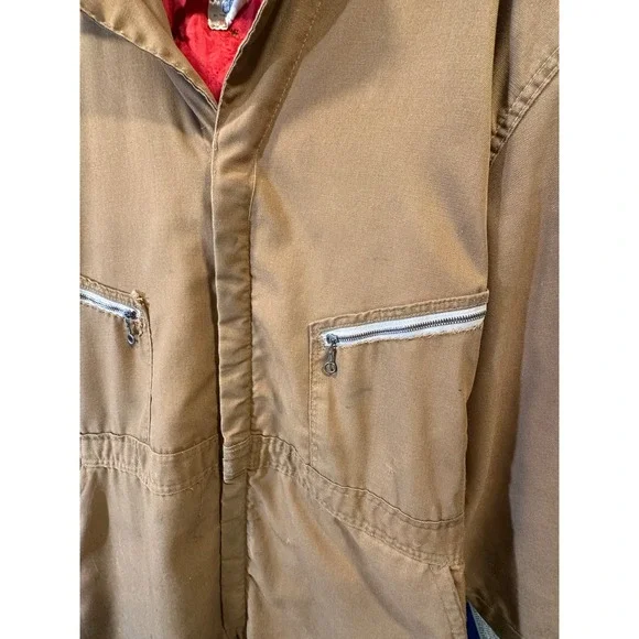 Vintage 60/70s Big Ben Wrangler Brown Duck Canvas Insulated Coverall Scovill  XL - Picture 5 of 11